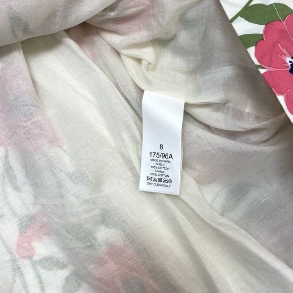 kate spade Garden blooms Blaire dress, Cream Floral Smocked Waist Pockets Cotton - Picture 7 of 7